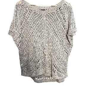 Express Short Sleeve Open Knit Medium Top